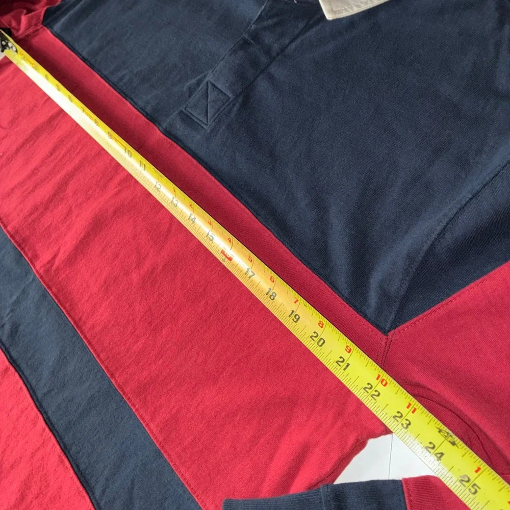 NWT Old Navy Rugby Shirt Mens L Navy Red Stripe Long Sleeve Cotton Preppy